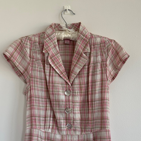 April Cornell Springtime Check Porch Dress in Rose Sage - Picture 3 of 14